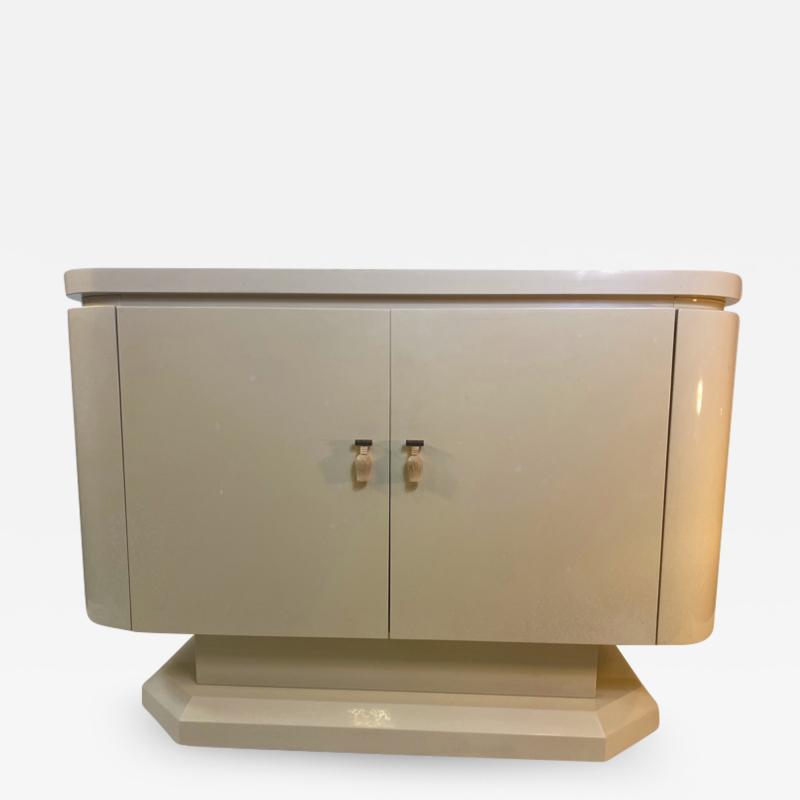 Enrique Garcel ENRIQUE GARCEL LACQUERED ART DECO REVIVAL CABINET WITH CARVED BONE TASSEL PULLS