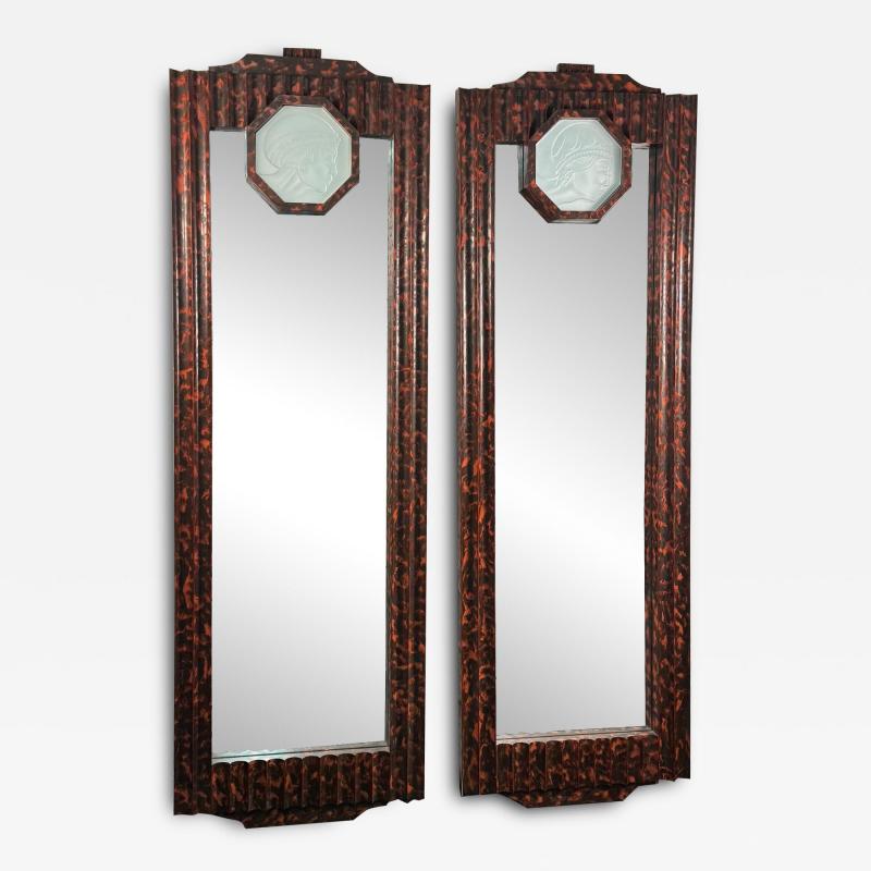 Enrique Garcel EXCEPTIONAL CUSTOM ART DECO REVIVAL GLASS CAMEO MIRRORS BY ENRIQUE GARCEL