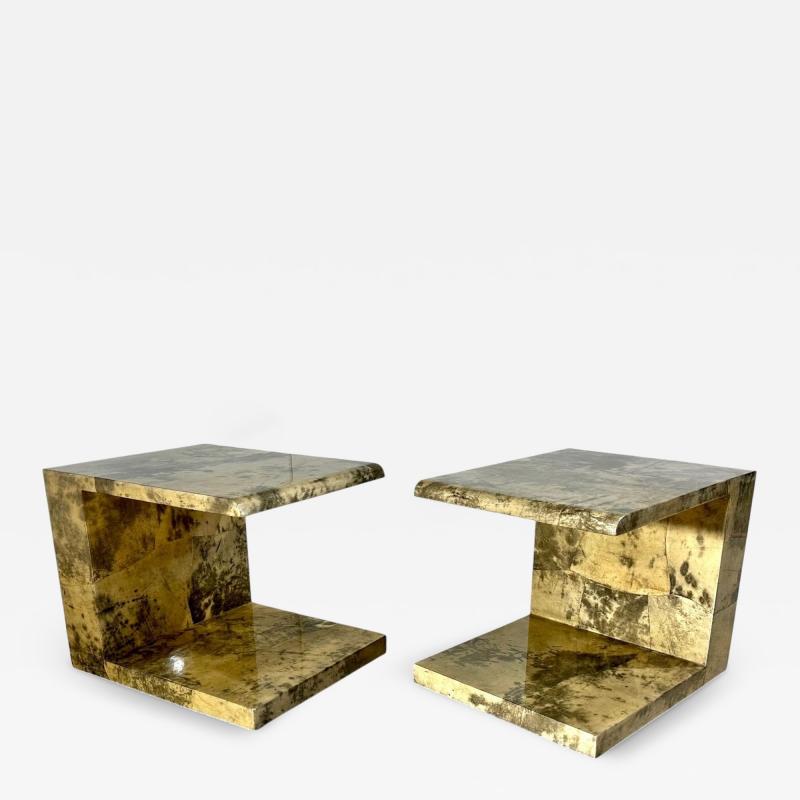 Enrique Garcel Enrique Garcel Lacquered Goatskin Side End Tables 1991