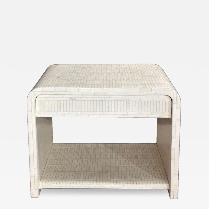 Enrique Garcel Enrique Garcel Tessellated Bone Waterfall Side End Table 1970