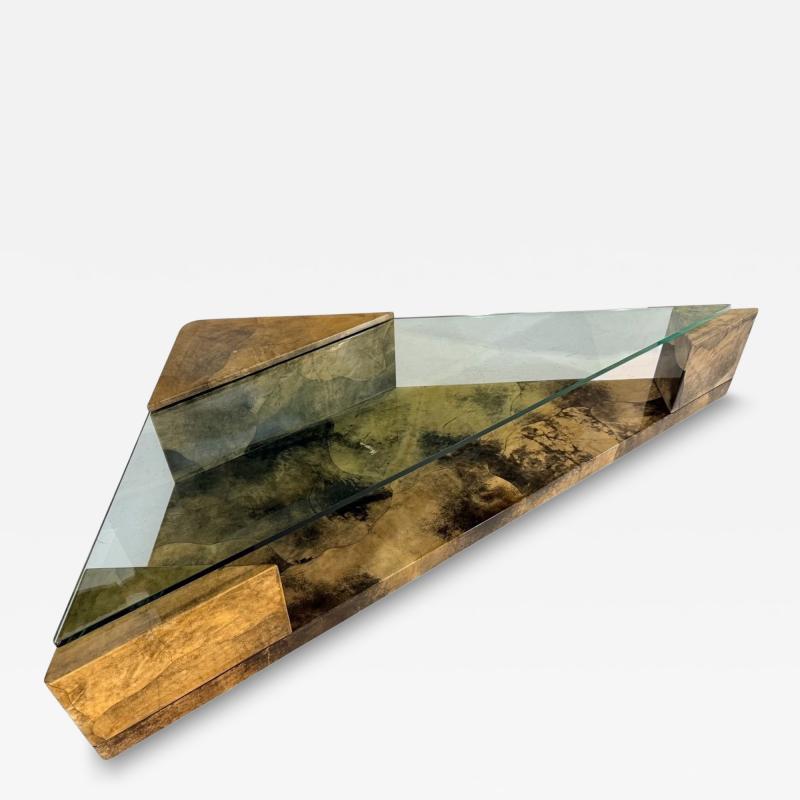 Enrique Garcel Lacquered Goatskin Triangular Coffee Table 1991