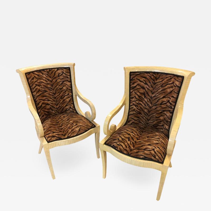 Enrique Garcel Pair of Enrique Garcel Off White Bone Arm Chairs Signed