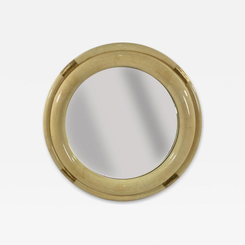 Enrique Garcel Parchment and Gilded Circular Mirror