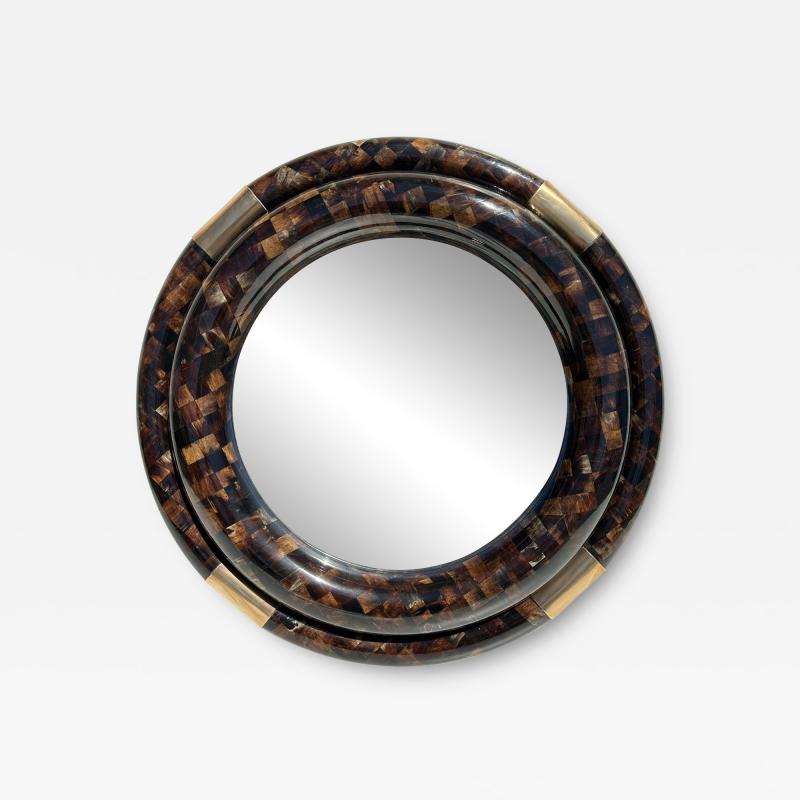 Enrique Garcel Tessellated Horn Round Bullnose Mirror