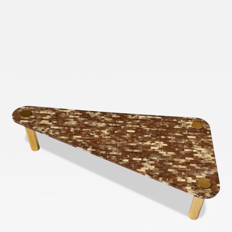 Enrique Garcel Tessellated Horn and Brass Coffee Table 1970