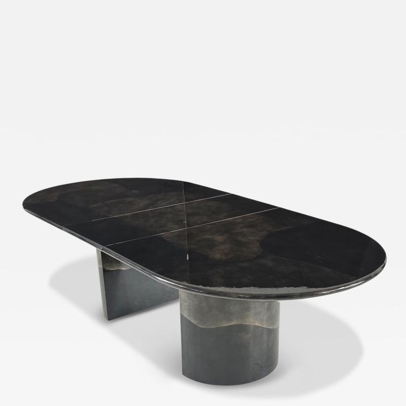 Enrique Garcel for Jimeco Black Goatskin Knife Edge Dining Table 1970