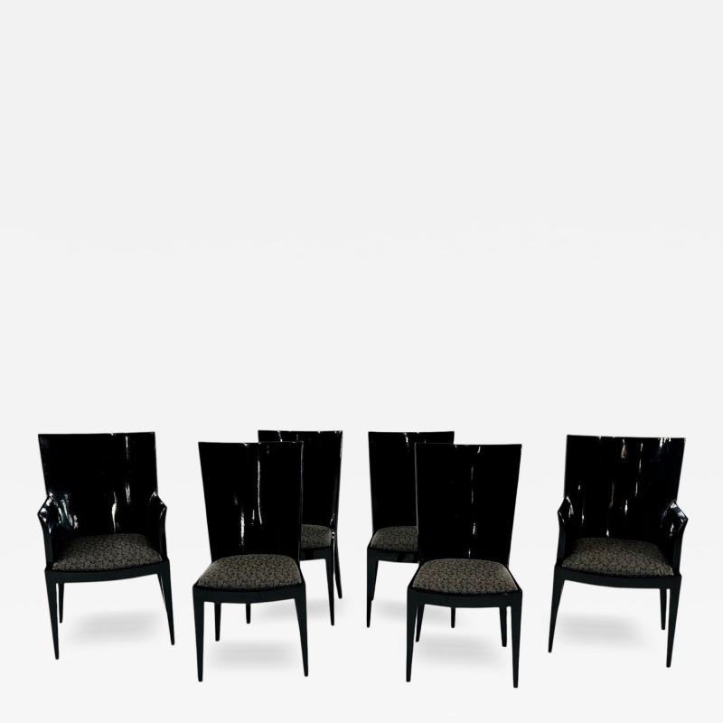 Enrique Garcel for Jimeco Black Lacquered Dining Chairs Columbia 1970