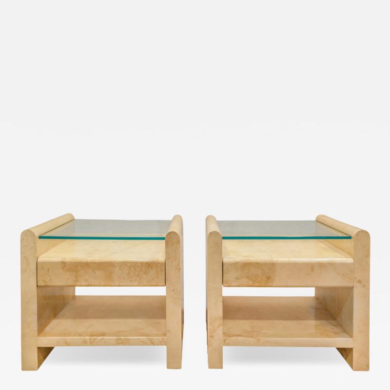 Enrique Garces Enrique Garcez Pair of Lacquered Goatskin Bedside Tables 1980s