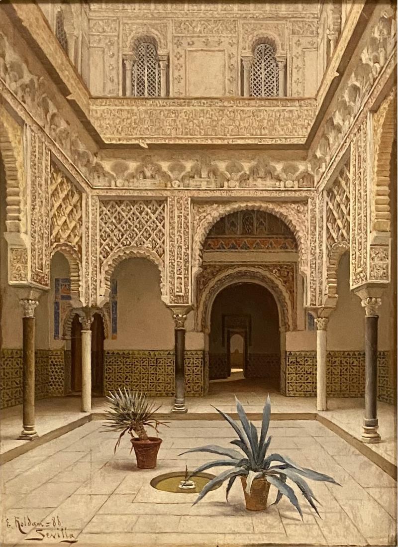 Enrique Roldan In the Courtyard the Alcazar of Seville