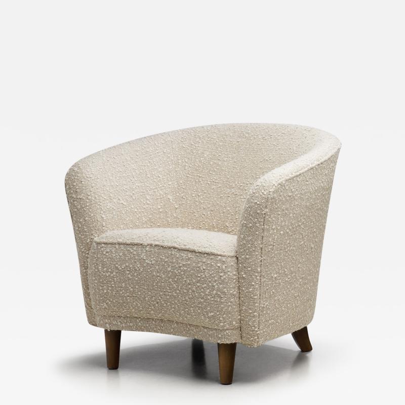 Enveloping Cabinetmaker Armchair in Boucl Europe ca 1950s