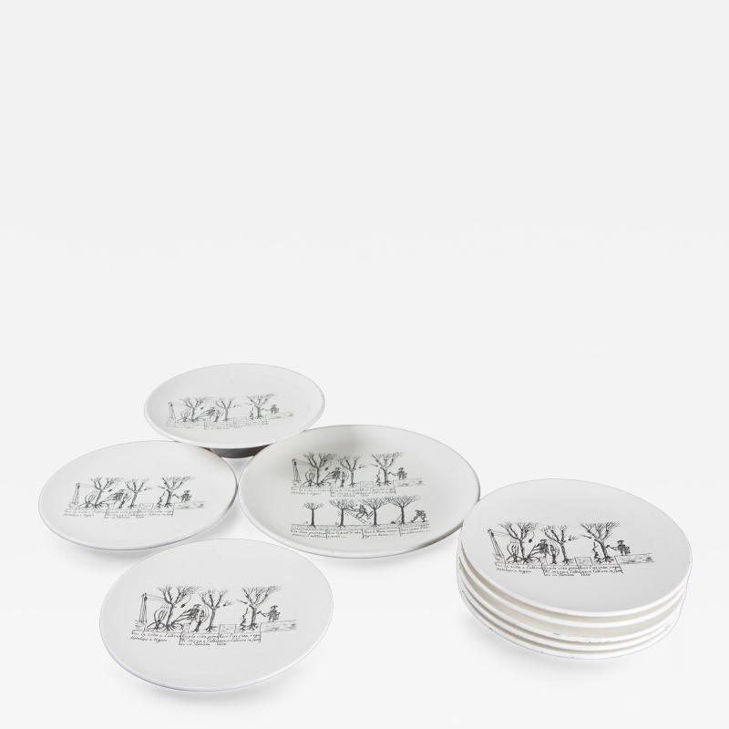 Enzo Bioli Set of 9 Ceramic Plates by Enzo Bioli for Il Picchio