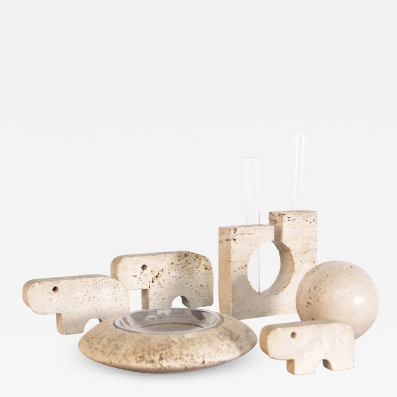 Enzo Mari Decorative Travertine Desk Set by Enzo Mari