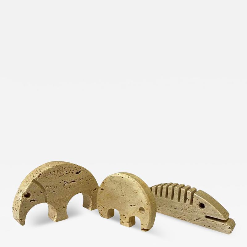 Enzo Mari for Fratelli Manelli Travertine Animal Sculptures 1970