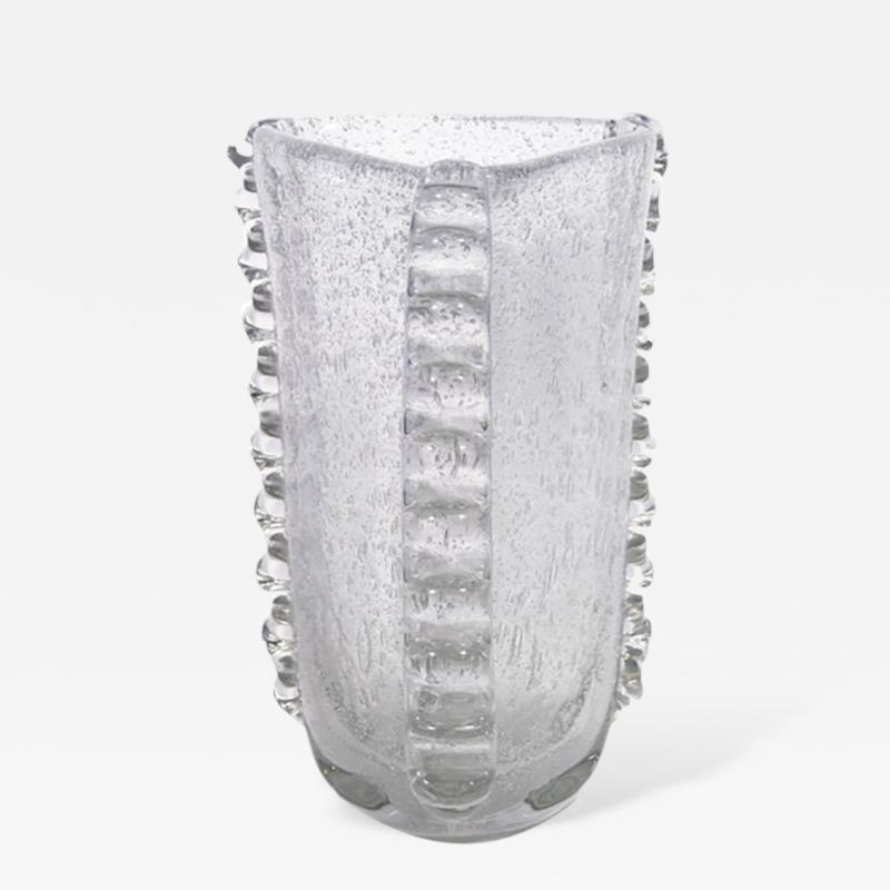 Ercole Barovier Barovier 1940s Italian Triangular Clear Murano Glass Vase