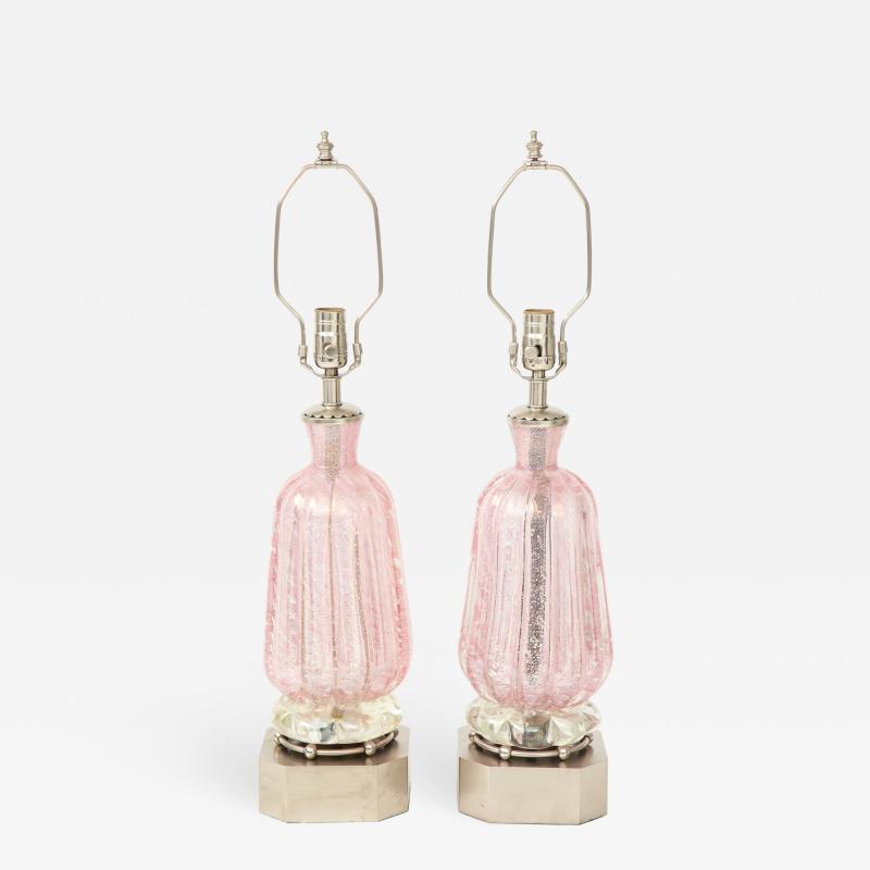 Ercole Barovier Barovier Pink Diamond Murano Glass Lamps