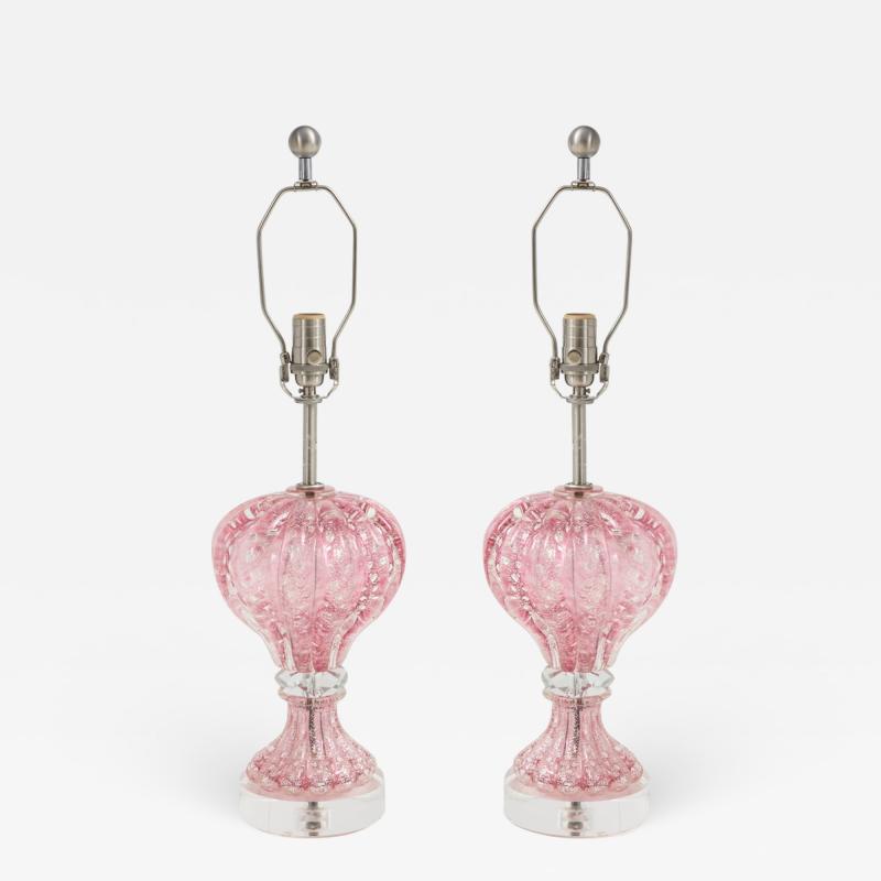 Ercole Barovier Barovier Pink Diamond Murano Glass Lamps