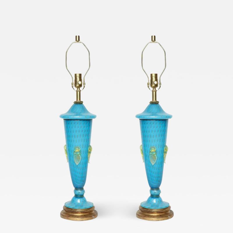 Ercole Barovier Barovier Tiffany Blue Murano Lamps