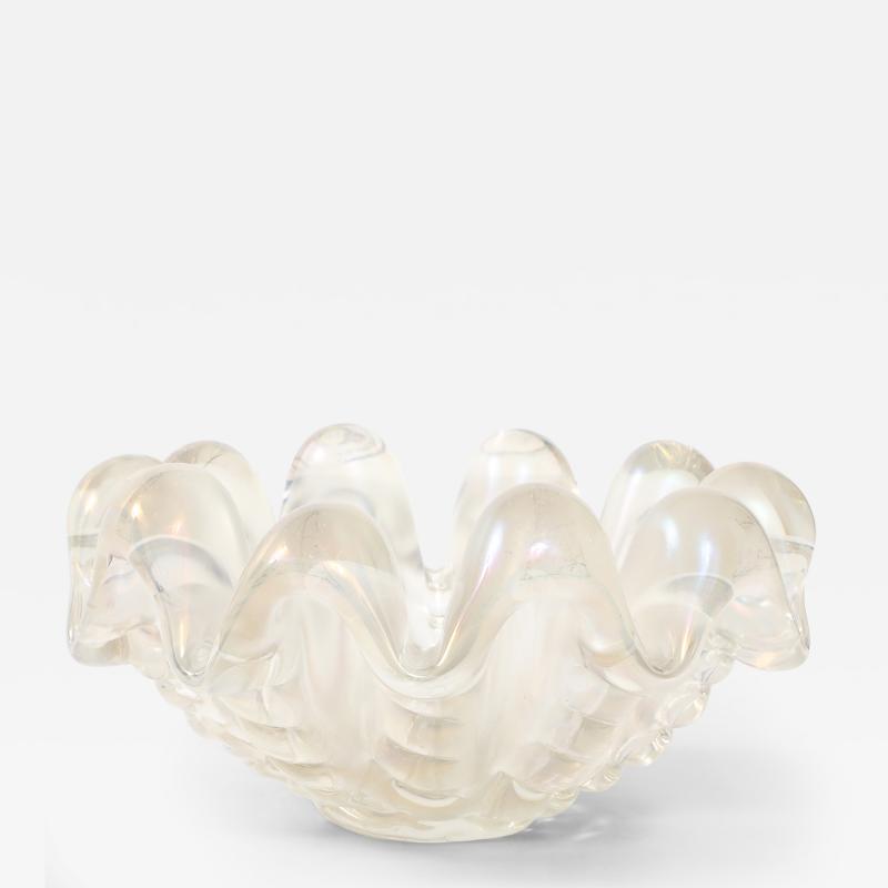 Ercole Barovier Iridescent A Grosse Costolature Clam Shell Glass Centerpiece by Ercole Barovier