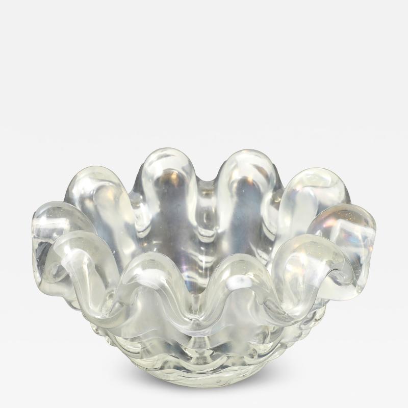 Ercole Barovier Iridescent Grosse Costolature Clam Shell Glass Bowl by Ercole Barovier