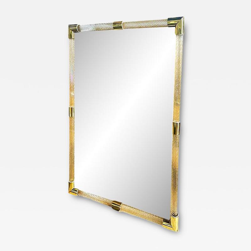 Ercole Barovier Monumental Italian Venetian Torchon Murano Glass Wall Mirror in Barovier Style