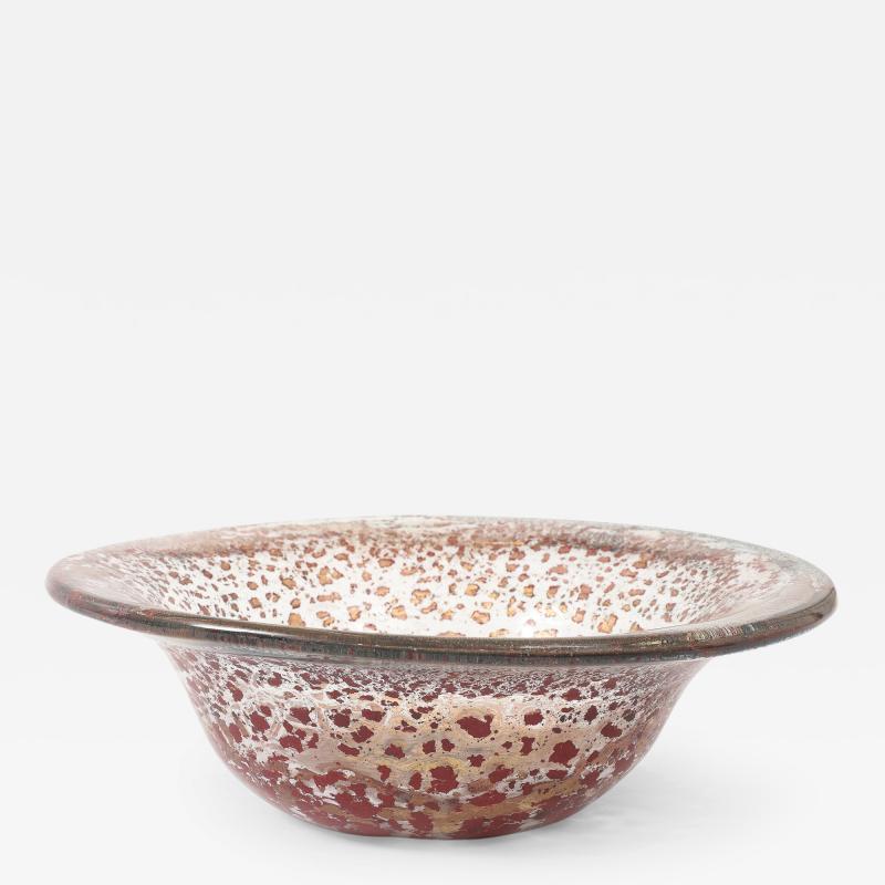 Ercole Barovier Porpora Large Glass Bowl with Gold Inclusions by Ercole Barovier