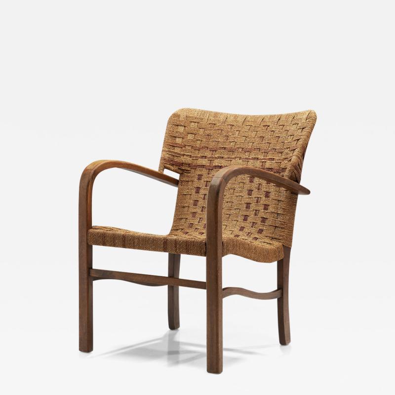Erich Dieckmann Braided Rope Armchair in the style of Erich Diekmann The Netherlands 1940s