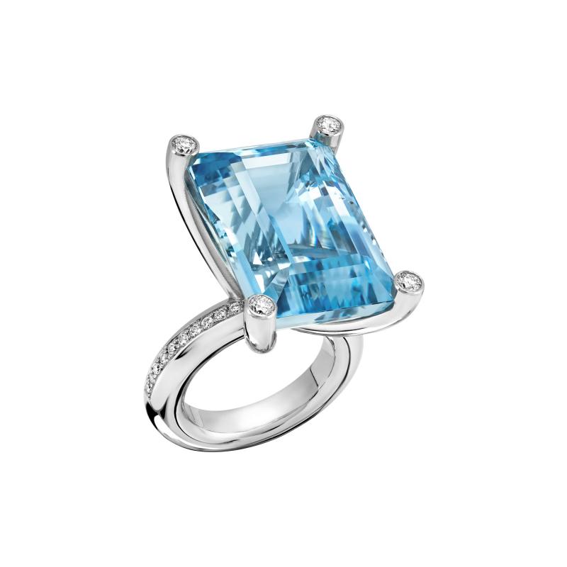 Erich Zimmermann 20 57 carat Brazilian Aquamarine White Diamond Platinum Ring Erich Zimmermann