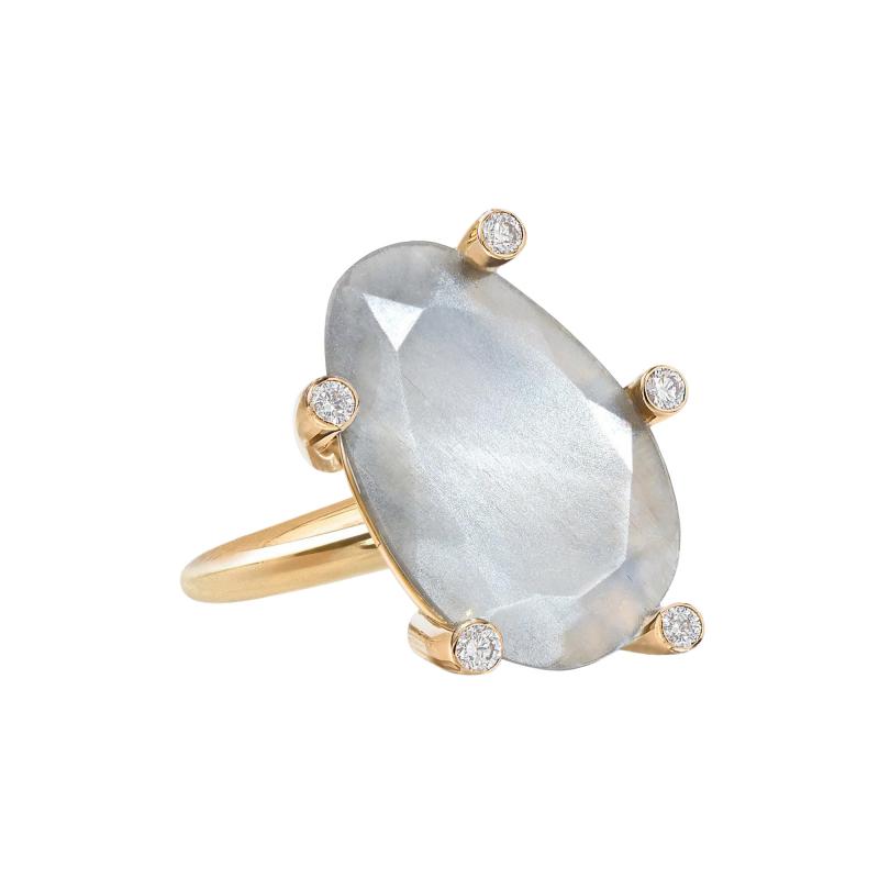Erich Zimmermann Faceted Moonstone White Diamond Rose Gold Ring Erich Zimmermann