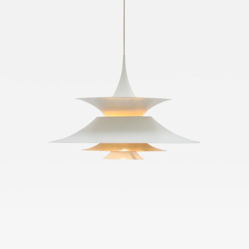 Erik Balslev White Radius Pendant Lamp by Eric Balslev for Fog M rup Denmark circa 1970