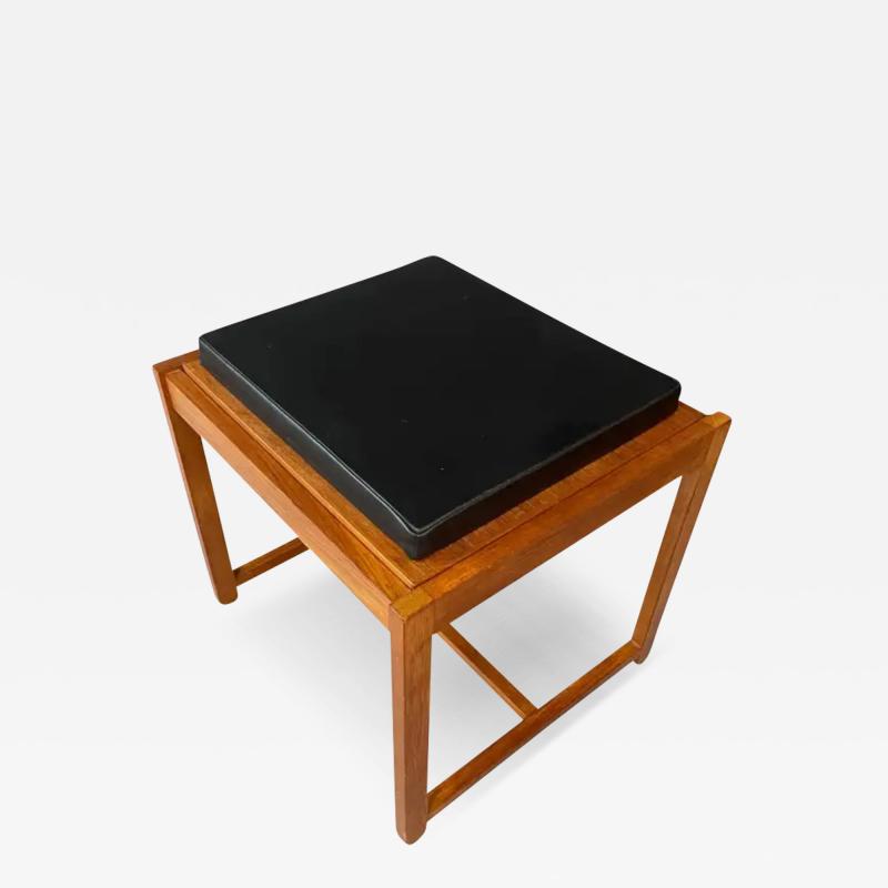 Erik Buch 1960s Danish Teak Black Vinyl Teak Fliptop Stool by Erik Buch