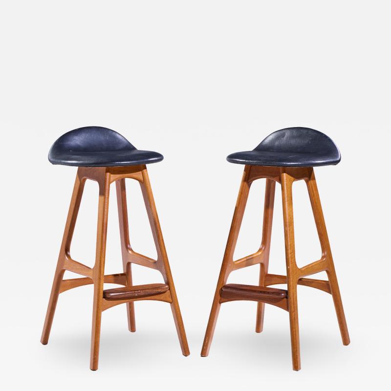 Erik Buch Erik Buch Mid Century Danish Teak Bar Stools Pair