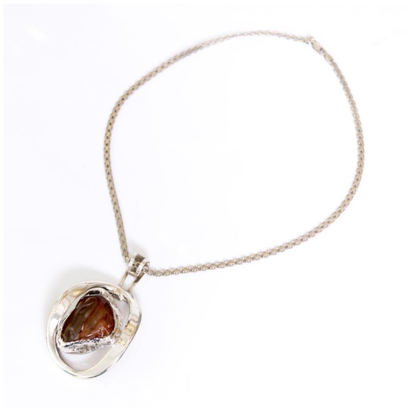 Erik Dennung Erik Dennung Silver Plated Pendant with Agate Denmark