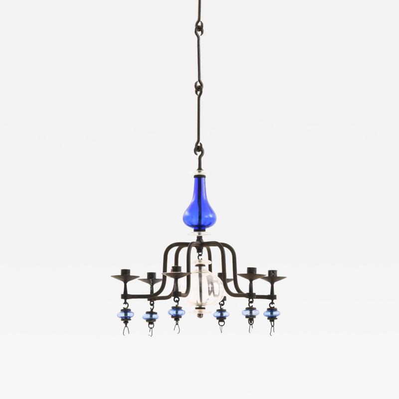 Erik H glund Erik H glund Candelabra in Glass and Wrought Iron by Boda Glasbruk 1970s