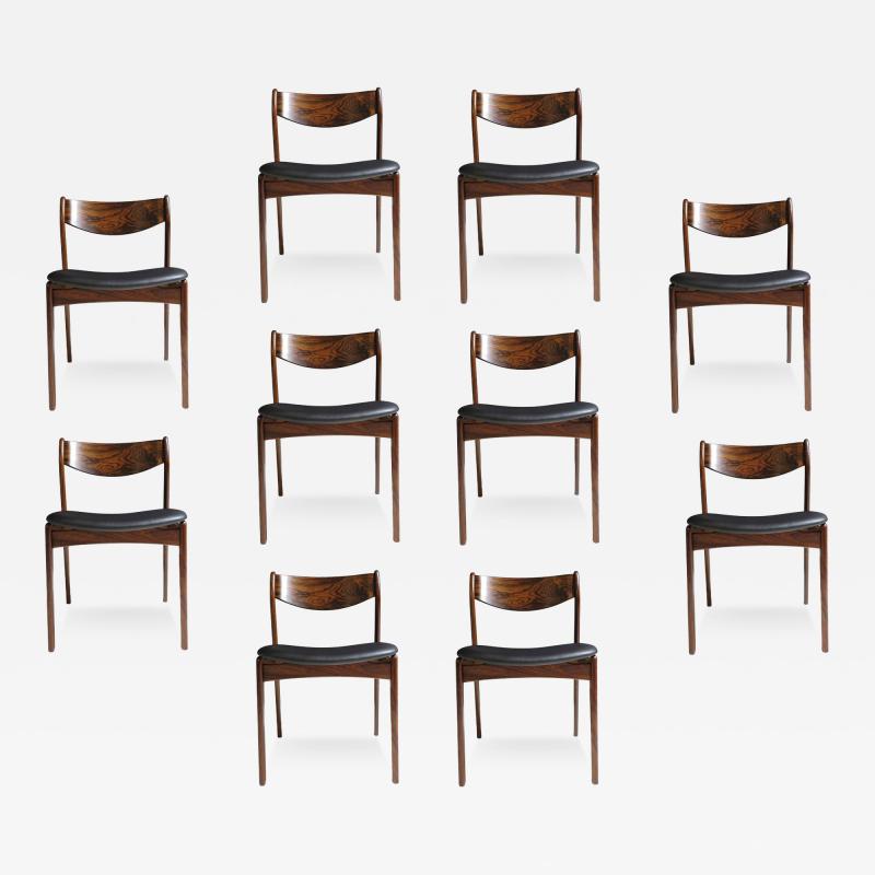 Erik Ole J rgensen Ten 10 Mid 20th Century Brazilian Rosewood PE Jorgensen Danish Dining Chairs