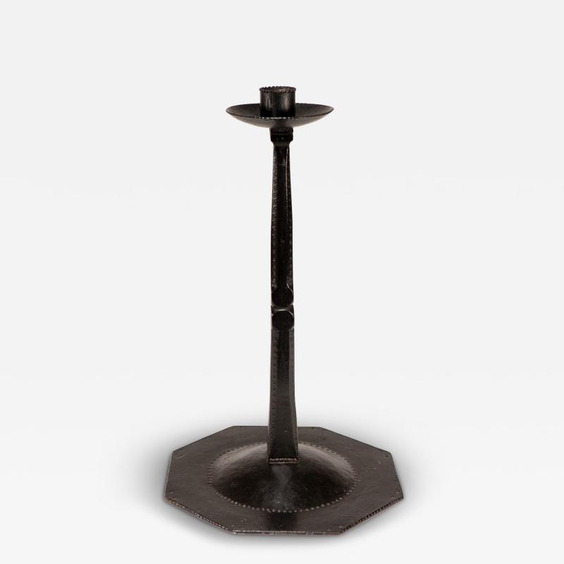 Ernest Gimson Ernest Gimson made by Alfred Bucknell A rare unusually tall steel candlestick