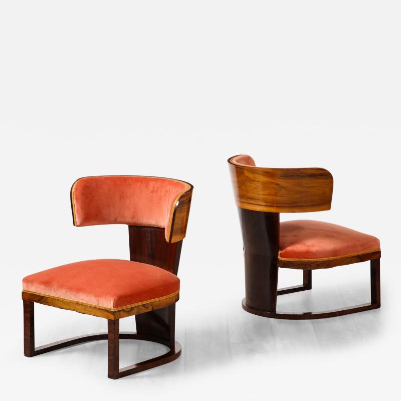 Ernesto La Padula Pair of Italian Art Deco Side Chairs Italy circa 1930