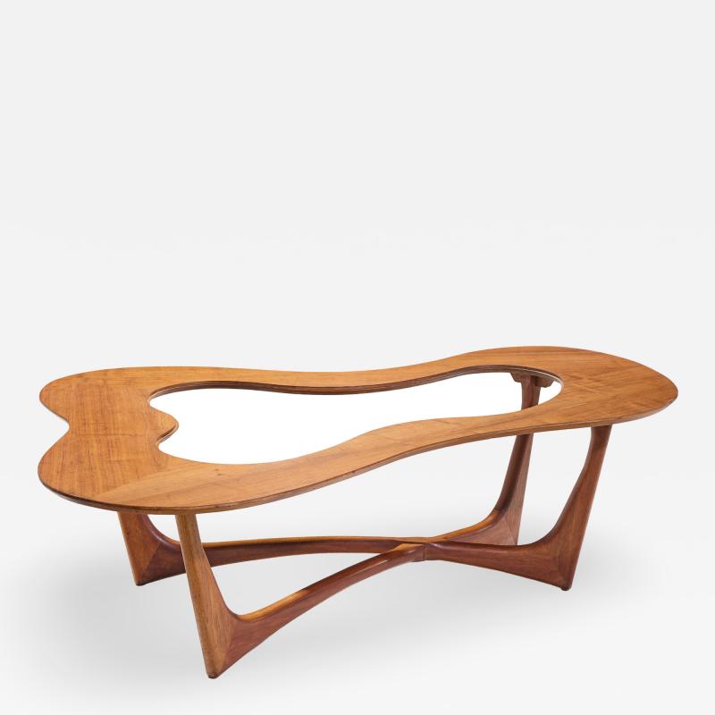 Erno Fabry Erno Fabry Mid Century Walnut and Glass Biomorphic Coffee Table