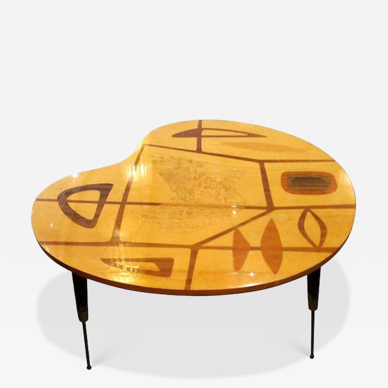 Erno Fabry Italian Modern Walnut Lemonwood Sycamore and Brass Low Side Table Erno Fabry