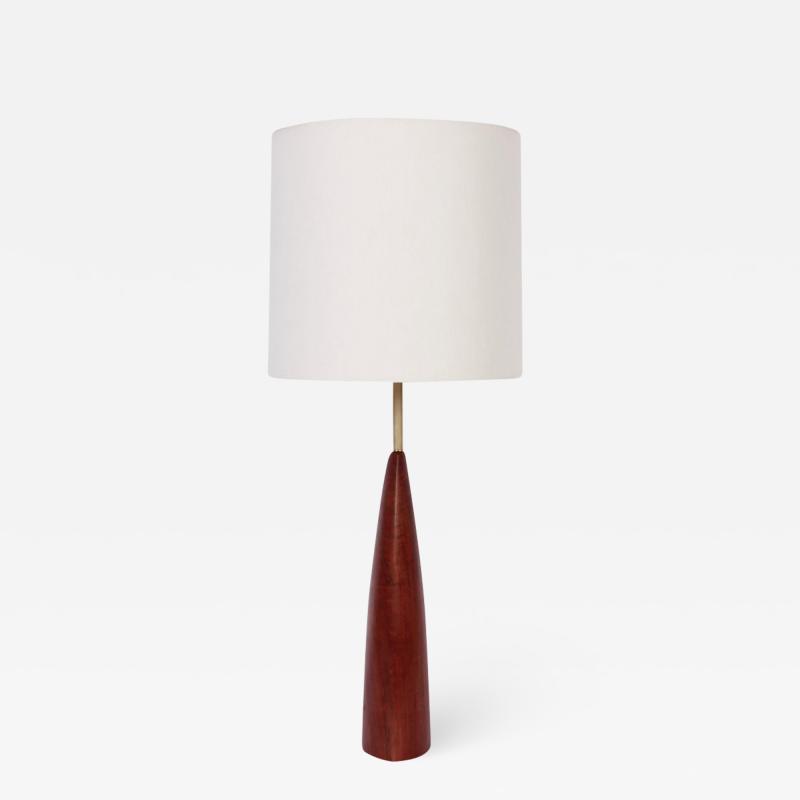 Ernst Henriksen Tall Ernst Henriksen Denmark Turned Teak and Brass Table Lamp 1960s