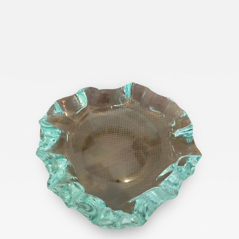 Erwin Walter Burger Scalpellato Italian Glass Dish by Fontana Arte