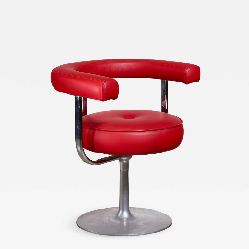 Esko Pajamies Esko Pajamies metal and red leather desk chair for Lepo Finland 1960s