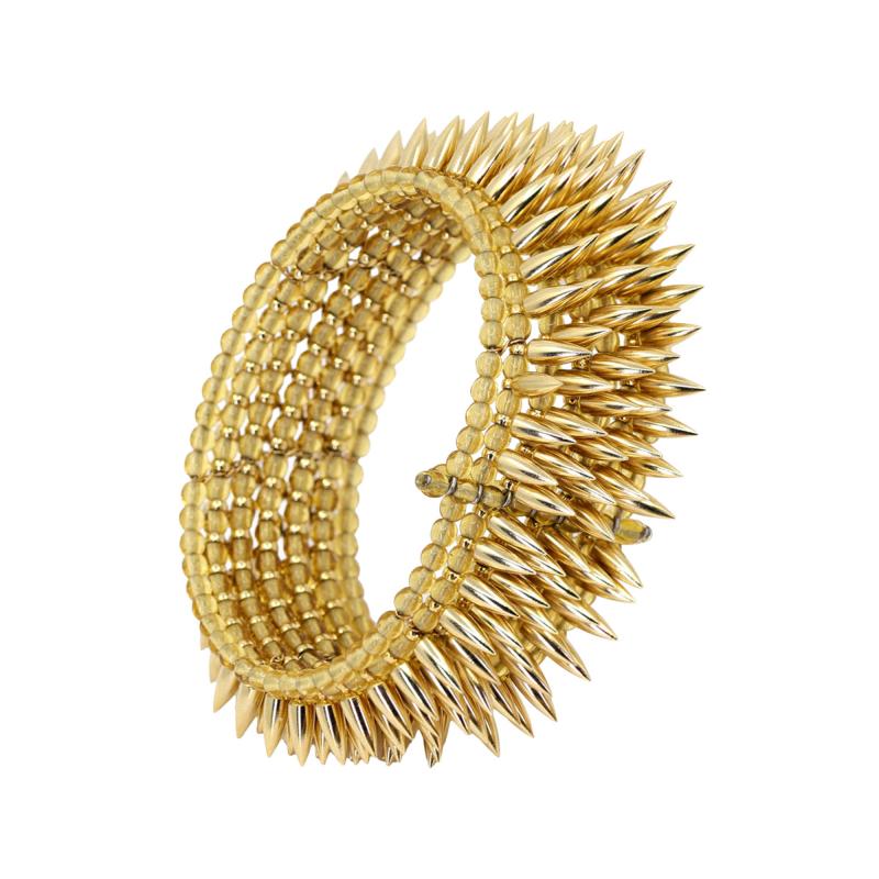 Estyn Hulbert Estyn Hulbert Five Row Shiny Gold Flexible Bullet Cuff