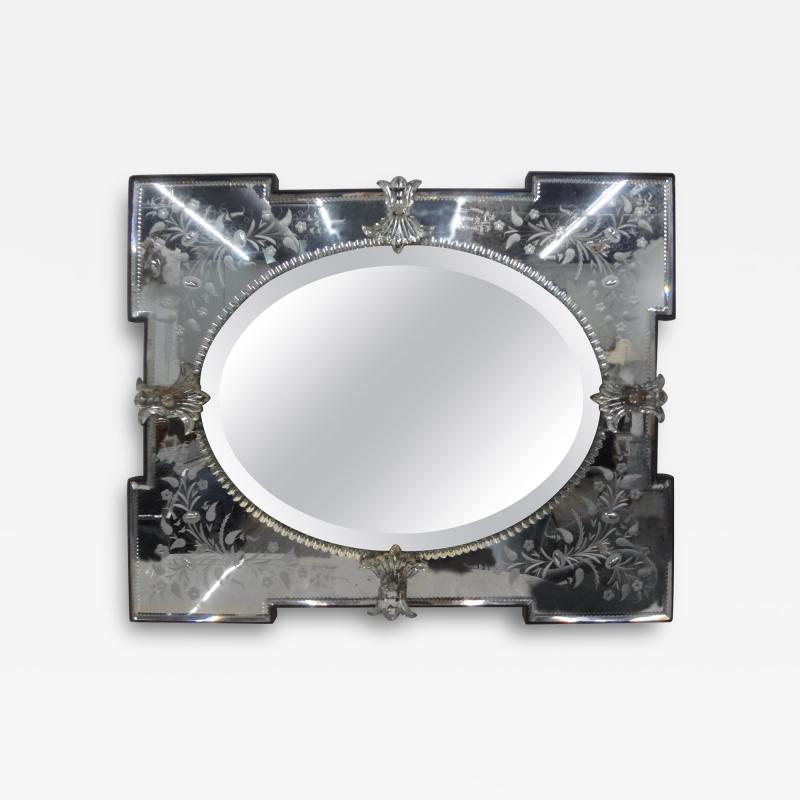 Etched and Beveled Venetian Mirror