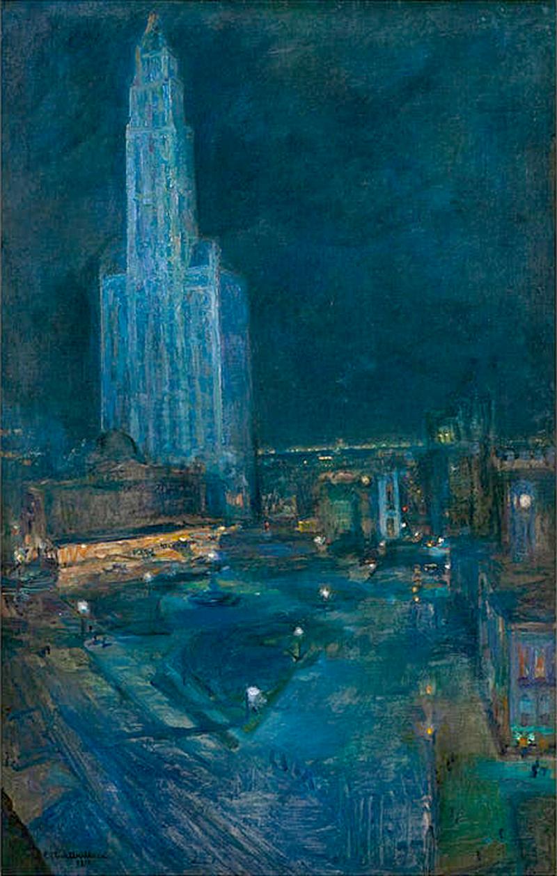 Ethel A Wallace Woolworth Tower City Park Painting by Ethel Wallace