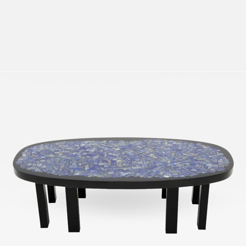 Etienne Allemeersch Coffee table in black resin and lapis lazuli by Etienne Allemeersch