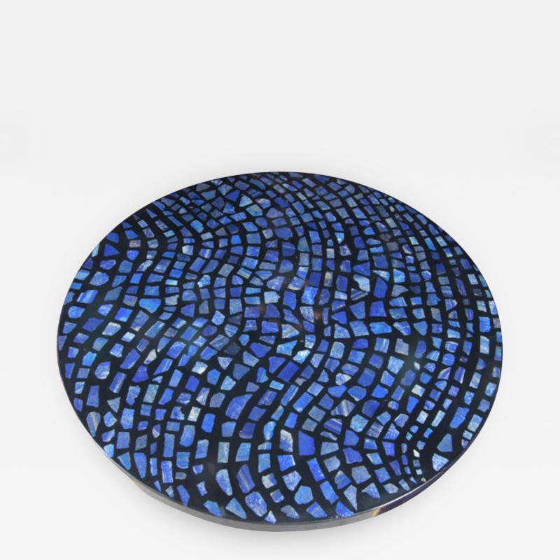 Etienne Allemeersch Etienne Allemeersch black circular resin and lapis lazuli coffee table