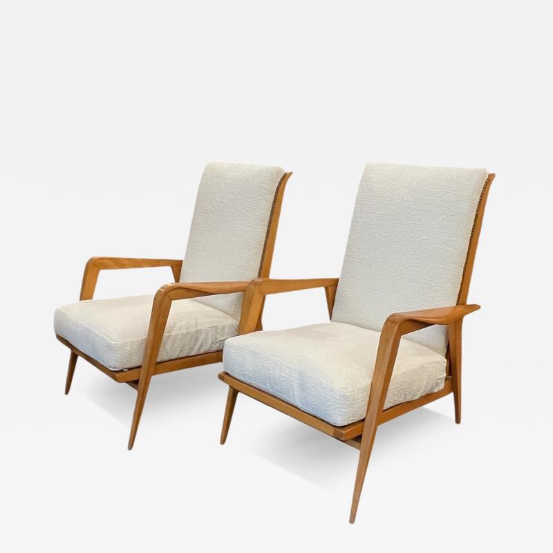 Etienne Henri Martin Pair of French Mid Century Lounge Chairs