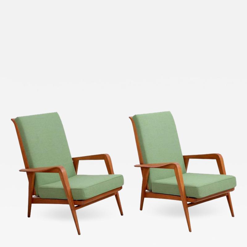 Etienne Henri Martin Pair of New Upholstered Etienne Henri Martin Lounge Chairs