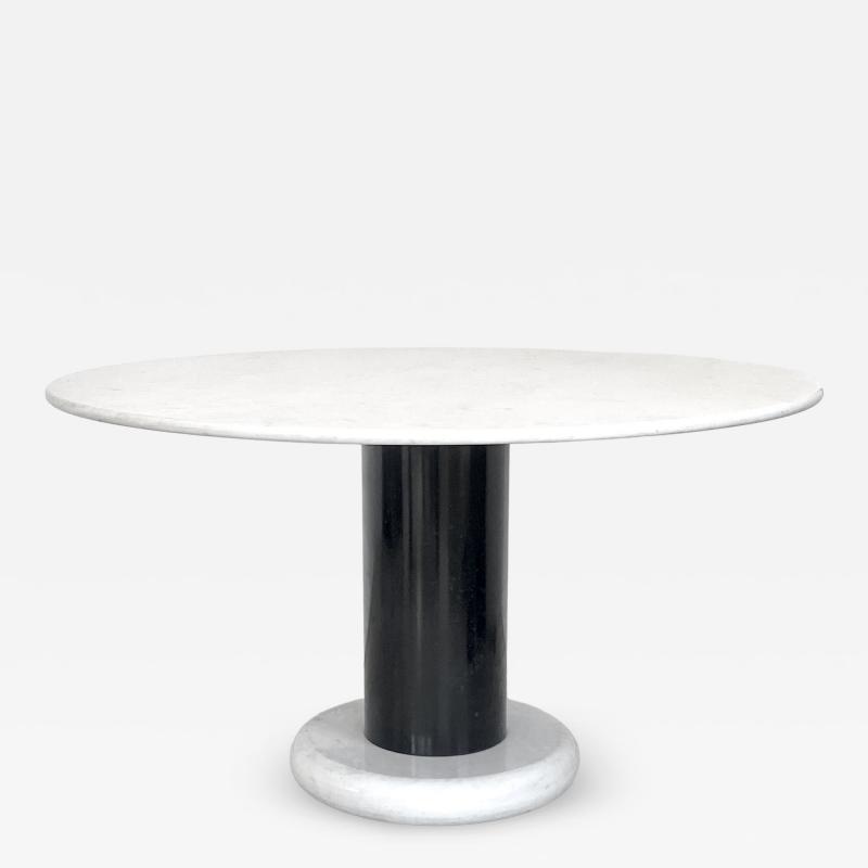 Ettore Sottsass ETTORE SOTTSASS WHITE AND BLACK ROUND MARBLE DINING TABLE LOTO ROSSO POLOTRONOVA