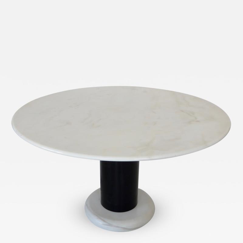 Ettore Sottsass Ettore Sottsass White and Black Round Marble Dining Table Lotorosso Polotronova